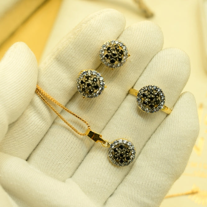 Glamorous Design Gold Plated Crystal Stones Necklace Set for Girls/Women