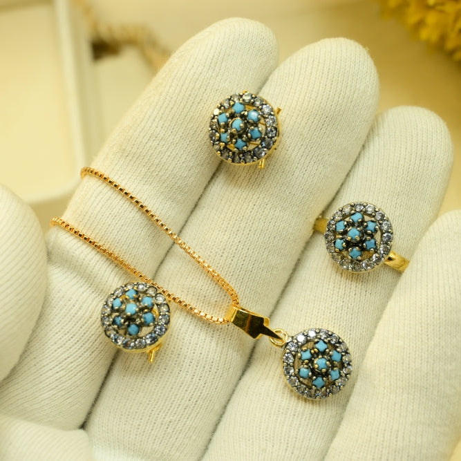 Glamorous Design Gold Plated Crystal Stones Necklace Set for Girls/Women