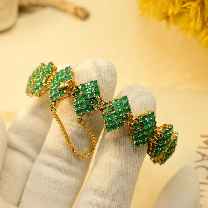 Fancy Design Gold Plated Crystal Stones Bangle for Girls/Women