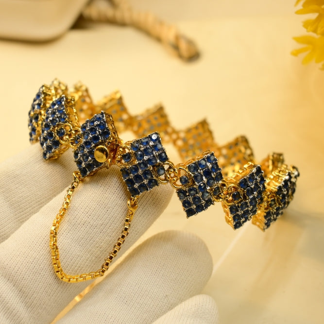 Fancy Design Gold Plated Crystal Stones Bangle for Girls/Women