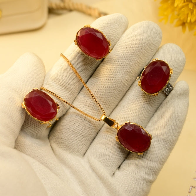 Luxury Design Gold Plated Crystal Stones Necklace Set for Girls/Women