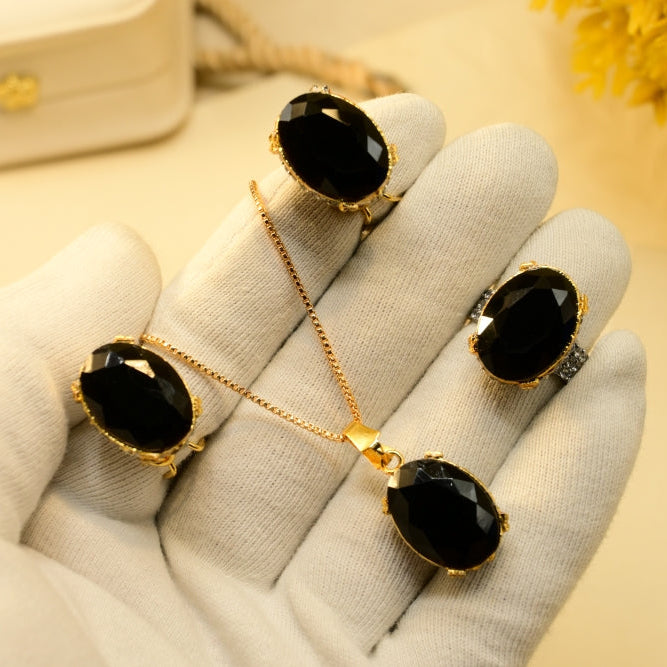 Luxury Design Gold Plated Crystal Stones Necklace Set for Girls/Women