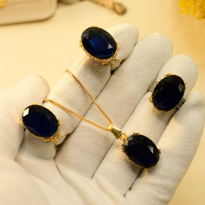 Luxury Design Gold Plated Crystal Stones Necklace Set for Girls/Women