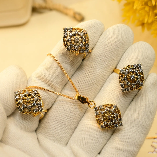 Charming Design Gold Plated Crystal Stones Necklace Set for Girls/Women