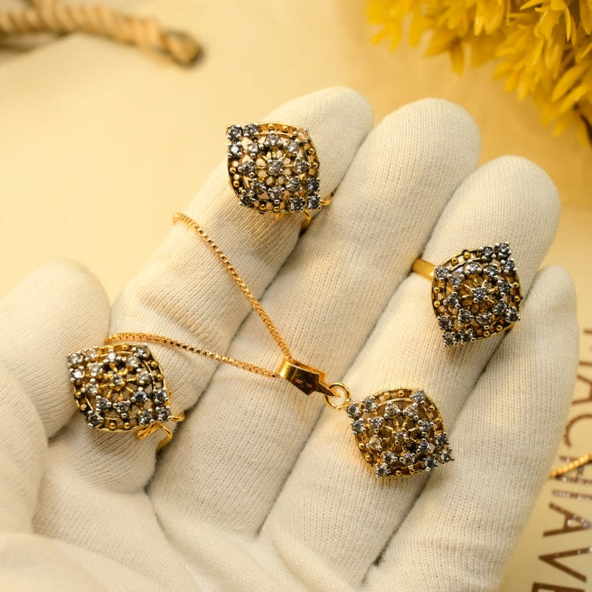 Charming Design Gold Plated Crystal Stones Necklace Set for Girls/Women