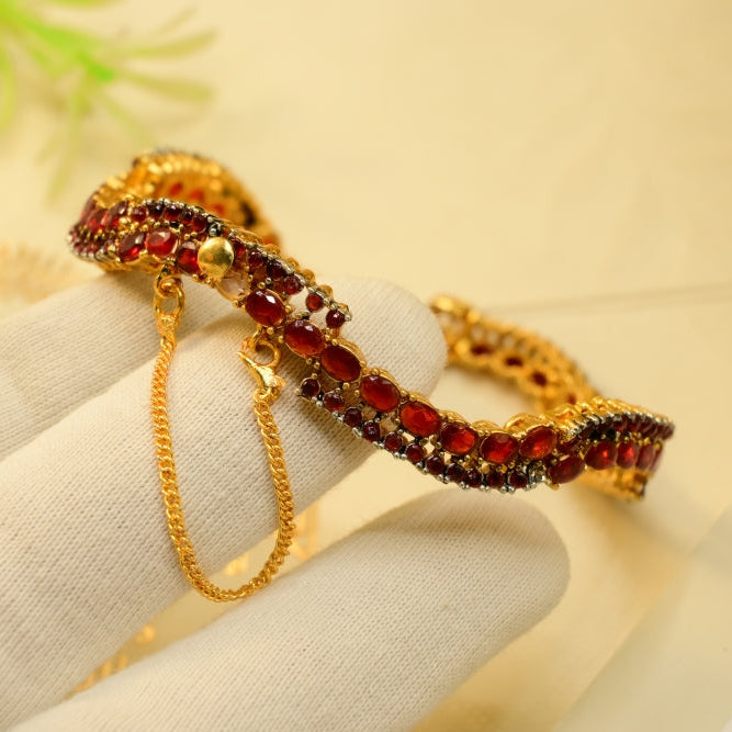 Luxury Design Gold Plated Crystal Stones Bangle for Girls/Women