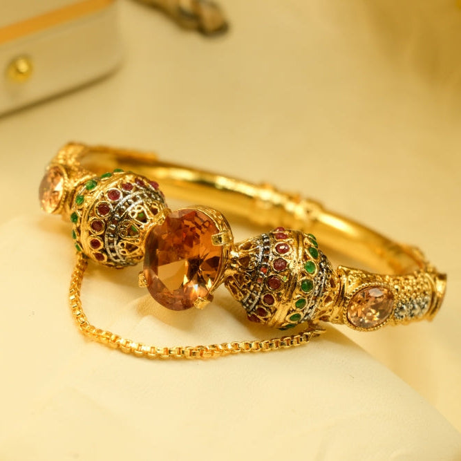 Luminous Design Gold Plated Crystal Stones Bangle for Girls/Women