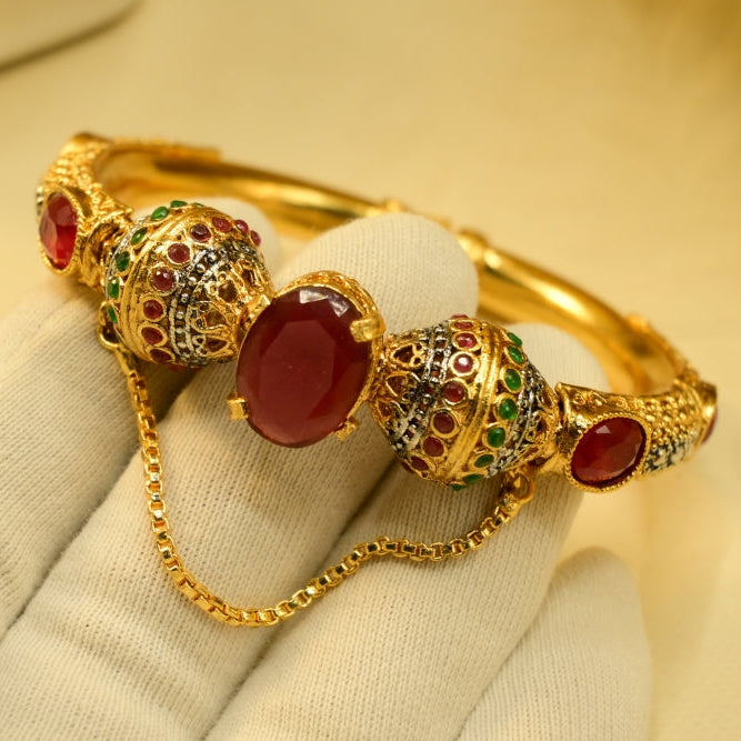 Luminous Design Gold Plated Crystal Stones Bangle for Girls/Women
