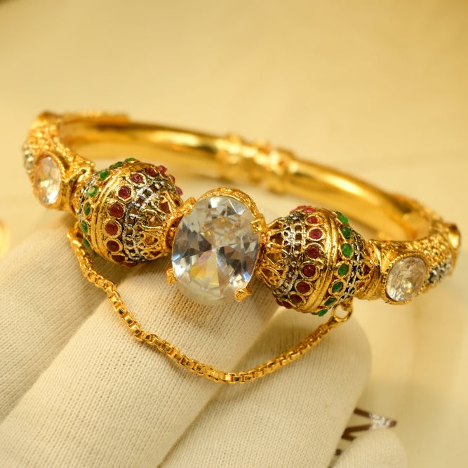 Luminous Design Gold Plated Crystal Stones Bangle for Girls/Women