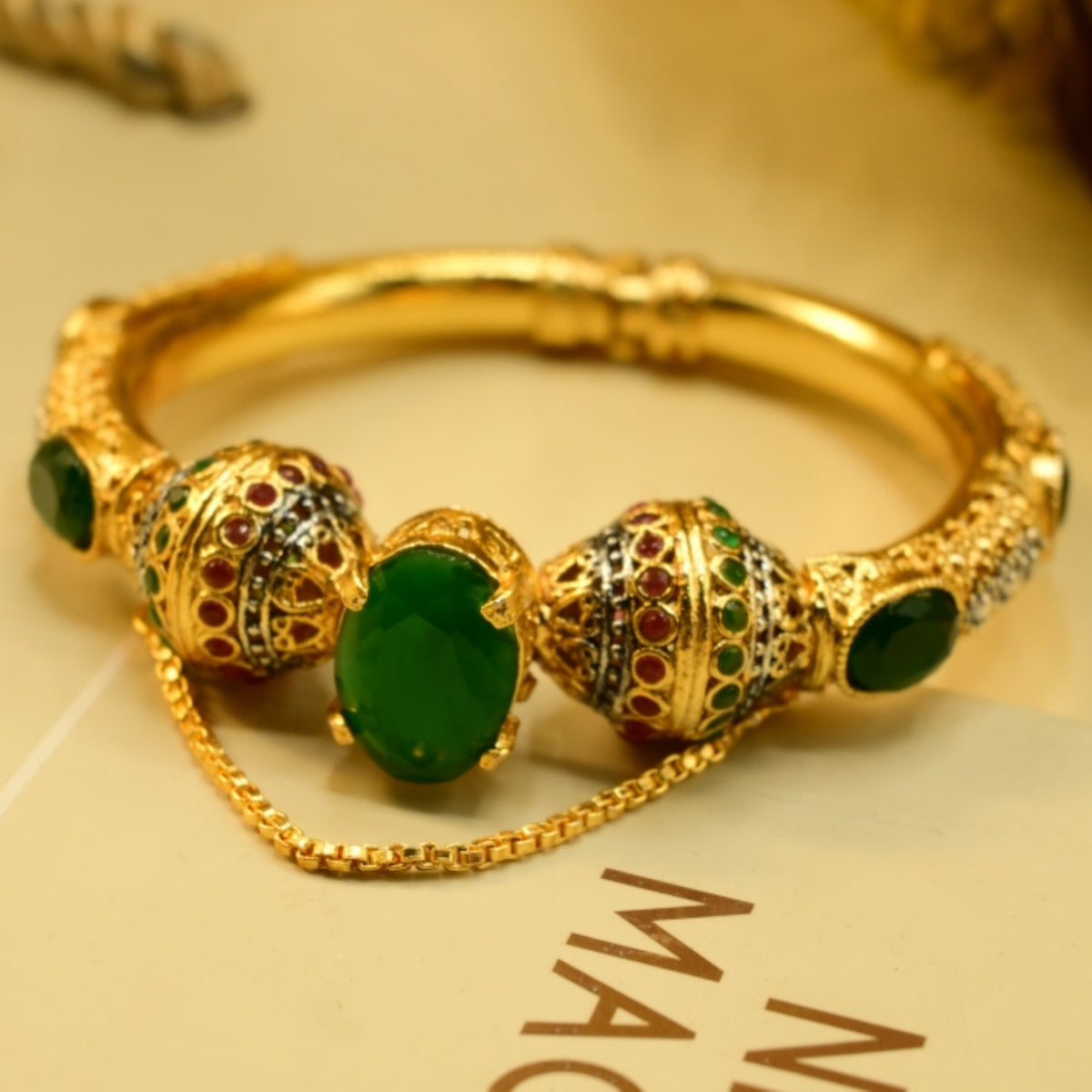 Luminous Design Gold Plated Crystal Stones Bangle for Girls/Women