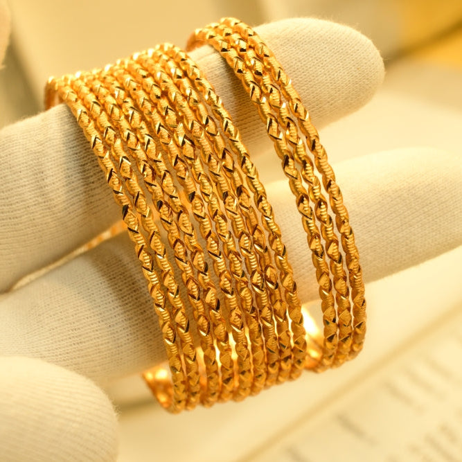 Fancy Unique Design Gold Plated Bangle Set for Girls/Women
