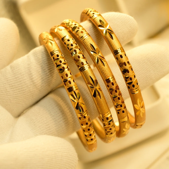 Stylish Unique Design Gold Plated 4pc Bangle Set for Girls/Women