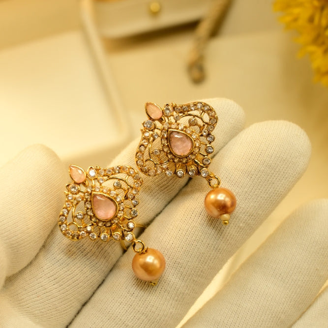 Luxury Unique Design Gold Plated Crystal Stones Earrings For Girls/women