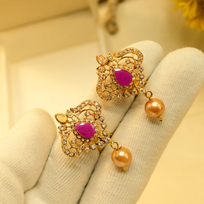 Luxury Unique Design Gold Plated Crystal Stones Earrings For Girls/women
