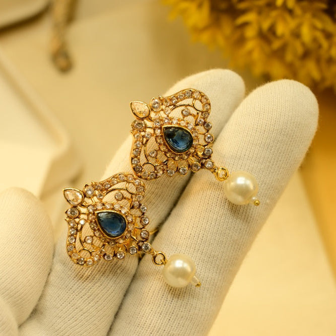 Sparkling Unique Design Gold Plated Crystal Stones Earrings For Girls/women