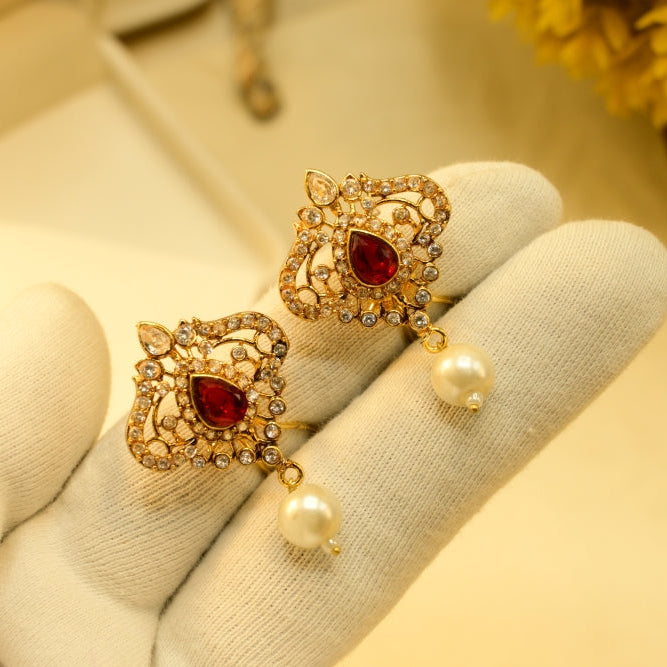 Sparkling Unique Design Gold Plated Crystal Stones Earrings For Girls/women