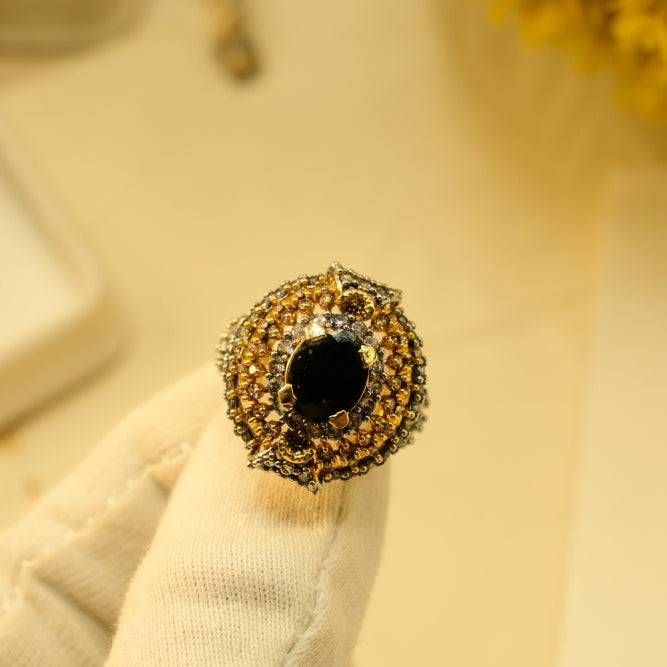Dazzling Unique Design Gold Plated Crystal Stones Ring For Girls/women