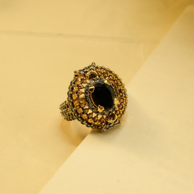 Dazzling Unique Design Gold Plated Crystal Stones Ring For Girls/women