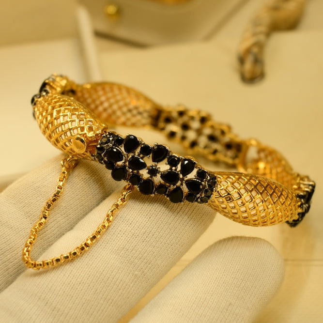 Sparkling Unique Design Gold Plated Crystal Stones Bangle for Girls/Women