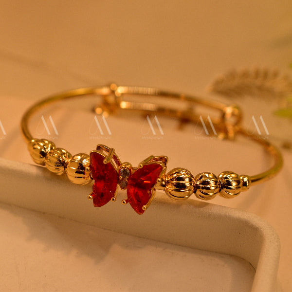 Unique Butterfly Design Gold Plated Crystal Stones Bracelet for Kids