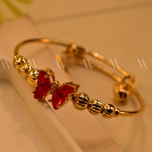 Unique Butterfly Design Gold Plated Crystal Stones Bracelet for Kids