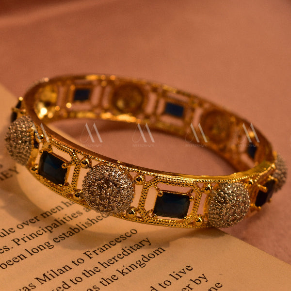 Stylish Design Gold Plated Real Stones Bangle for Girls/Women