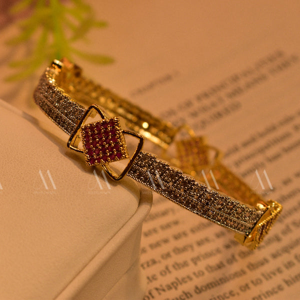 Luminous Design Gold Plated Real Stones Bangle for Girls/Women