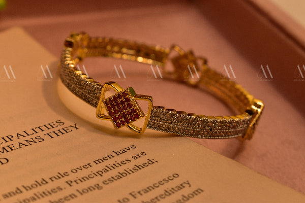 Luminous Design Gold Plated Real Stones Bangle for Girls/Women