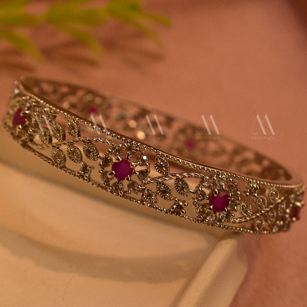 Stylish Design Silver Plated Real Stones Bangle for Girls/Women