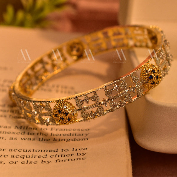 Glamorous Design Gold Plated Real Stones Bangle for Girls/Women