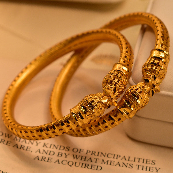 Stylish Design Gold Plated 2pc Bangle Set for Girls/Women