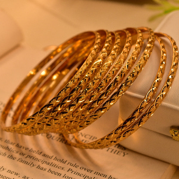 Glamorous Design Gold Plated 8pc Bangle Set for Girls/Women