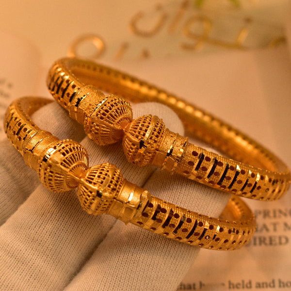 Unique Design Gold Plated 2pc Bangle Set for Girls/Women