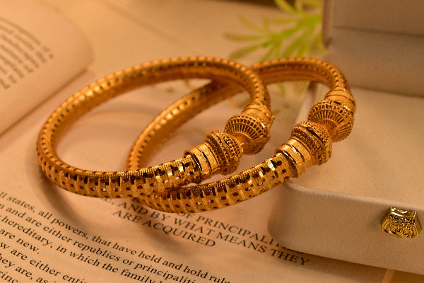 Unique Design Gold Plated 2pc Bangle Set for Girls/Women