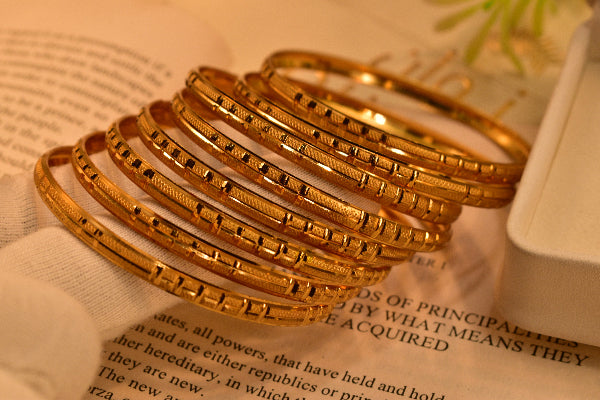 Luminous Design Gold Plated 8pc Bangle Set for Girls/Women