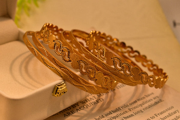 Luxury Design Gold Plated 6pc Bangle Set for Girls/Women