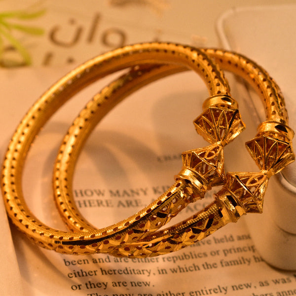 Glamorous Design Gold Plated 2pc Bangle Set for Girls/Women