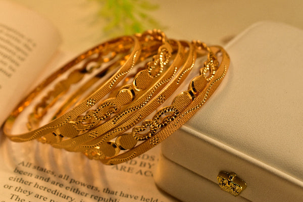 Unique  Design Gold Plated 6pc Bangle Set for Girls/Women