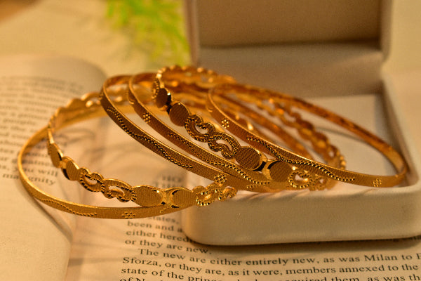 Unique  Design Gold Plated 6pc Bangle Set for Girls/Women