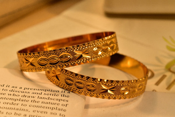 Unique Design Gold Plated 2pc Bangle Set for Girls/Women