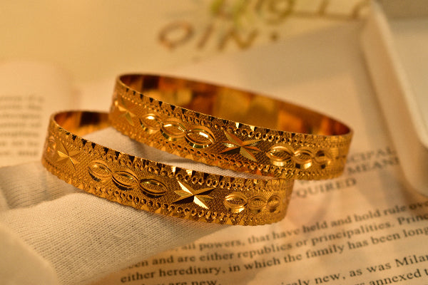 Unique Design Gold Plated 2pc Bangle Set for Girls/Women