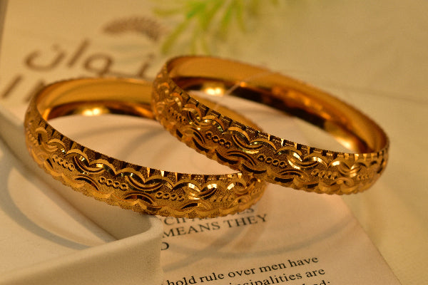 Gorgeous Design Gold Plated 2pc Bangle Set for Girls/Women