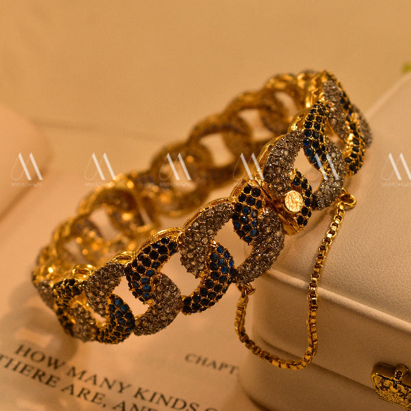 Glamorous Design Gold Plated Real Stones Bangle for Girls/Women