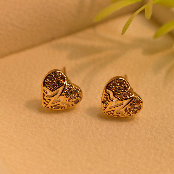 Gorgeous Heart Design Gold Plated Crystal Stones Earrings For Girls/women