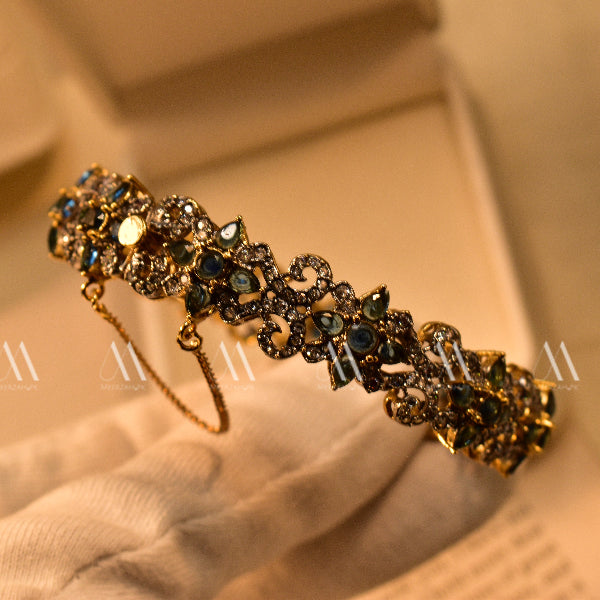 Glamorous Design Gold Plated Real Stones Bangle for Girls/Women