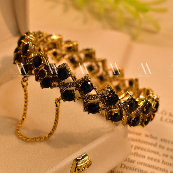 Stylish Design Gold Plated Real Stones Bangle for Girls/Women