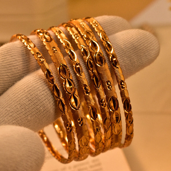 Gorgeous Design Gold Plated 6pc Bangle Set for Girls/Women