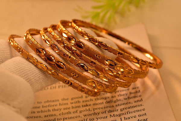 Gorgeous Design Gold Plated 6pc Bangle Set for Girls/Women