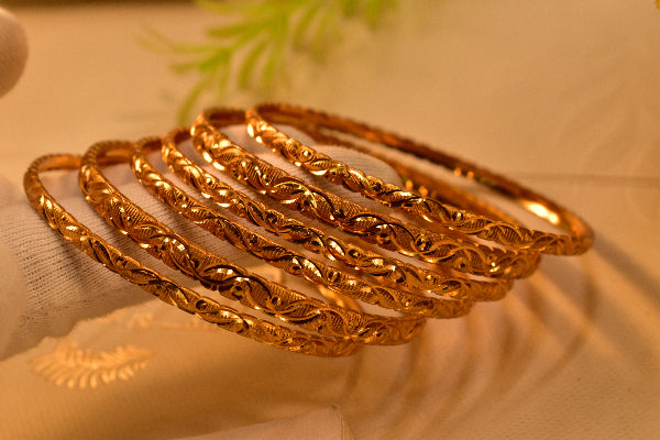 Luminous Design Gold Plated 6pc Bangle Set for Girls/Women