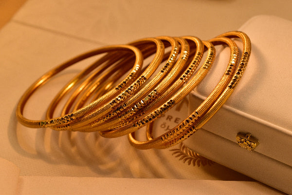 Glamorous Design Gold Plated 8pc Bangle Set for Girls/Women